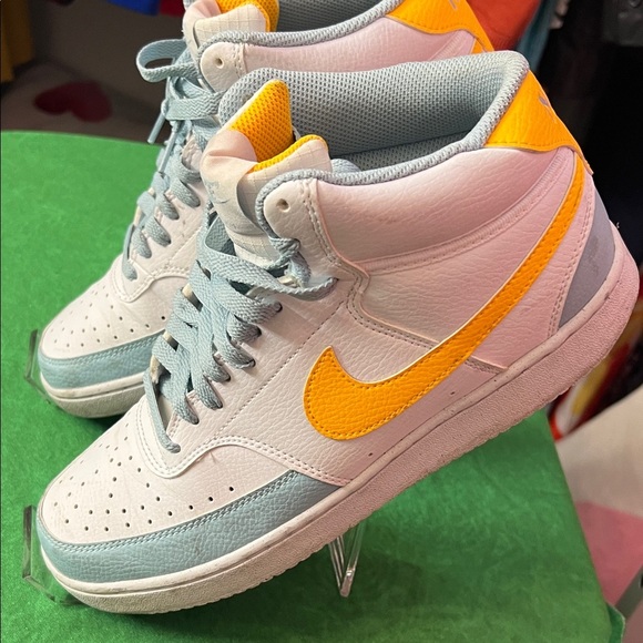 Nike White and Blue Sneakers with Yellow Highlights $75 - Picture 2 of 7
